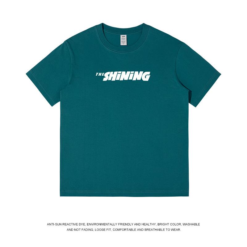 Casual Short-Sleeved T-shirt Boys Heavy Cotton Minimalist Design Letter Printing T-shirt Top Female Summer