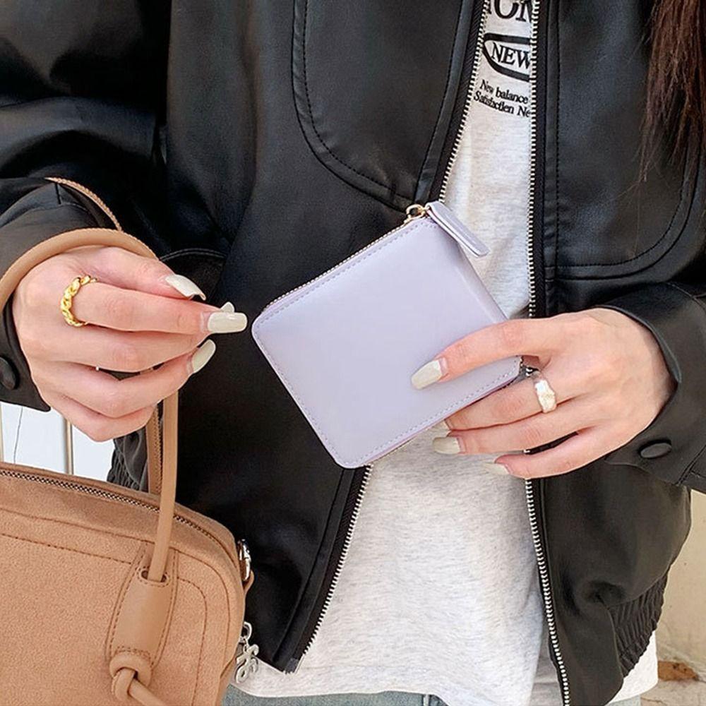Wallets PU Zipper Wallet Korean Style Card Holder Casual Solid Color Coin Purse  Student
