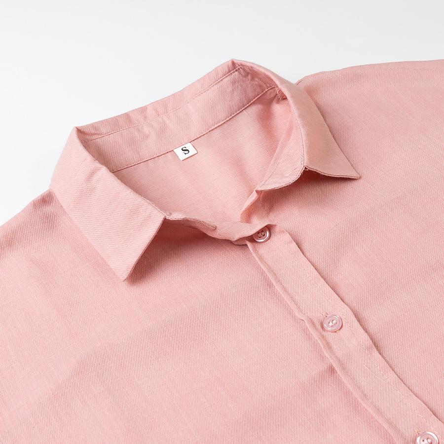 2025 Spring Women's European and American Style Multi-Color Button-Embellished Shirt with Turn-Down Collar