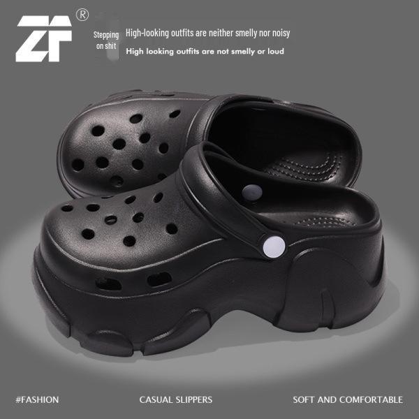 Women's Summer Thick-Soled Height-Increasing Perforated Beach Shoes – Lightweight EVA Material for Comfort and Durability.