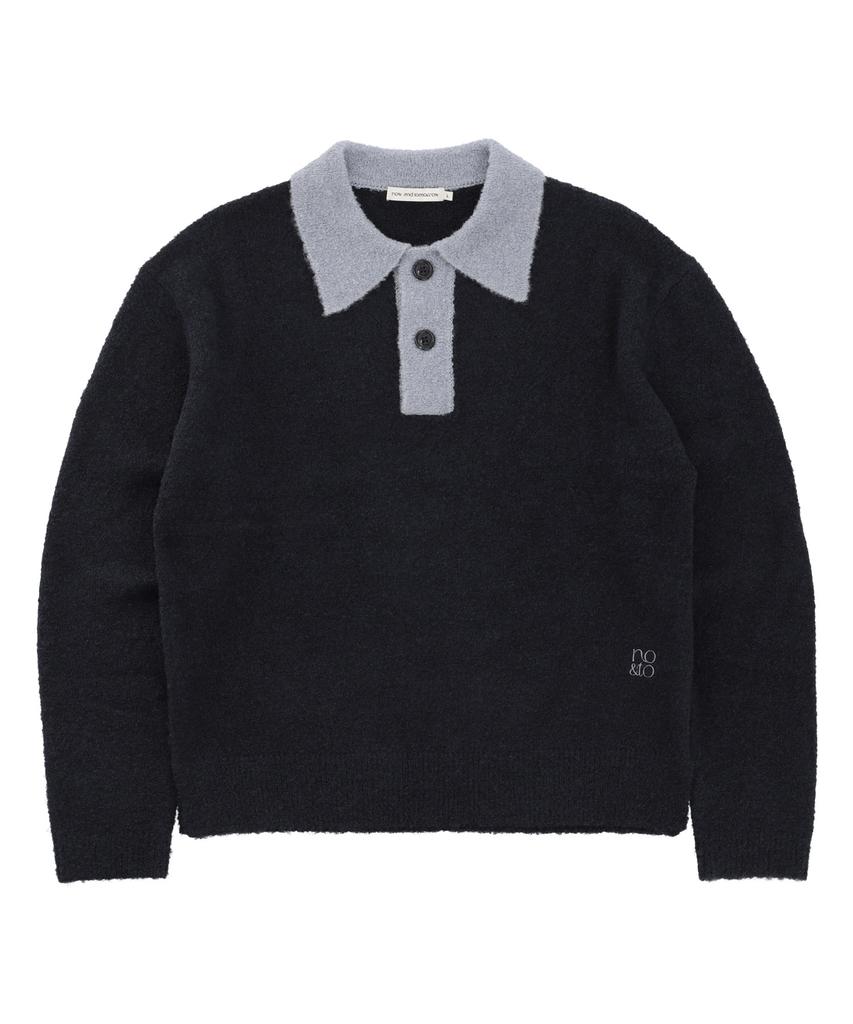 NOWANDTOMORROW Color Block Collar Pullover [3 Color]