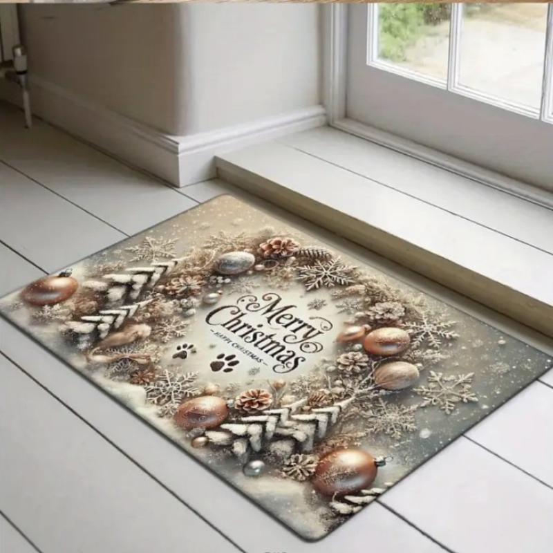 Christmas Themed Door Mat Gingerbread/Santa/gnome Print Floor Mats,Non-Slip Welcome Rugs for Home Entryway & Holiday Decor