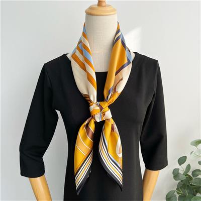 88*88cm Square Silk Scarf Women's Fashion Printed Small Neck Scarf Office Women's Hair Belt Folar Handkerchief Women's Handkerchief Shawl