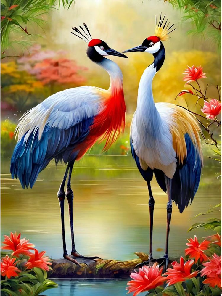 Animals 5D Diamond Painting Bird Red crowned Crane Diamond Inlay Set with Square/Round Embroidery DIY Home Decoration Gift