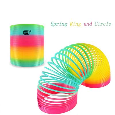 1pcs Rainbow Circle Funny Toys Early Development Educational Folding Plastic Spring Coil Children's