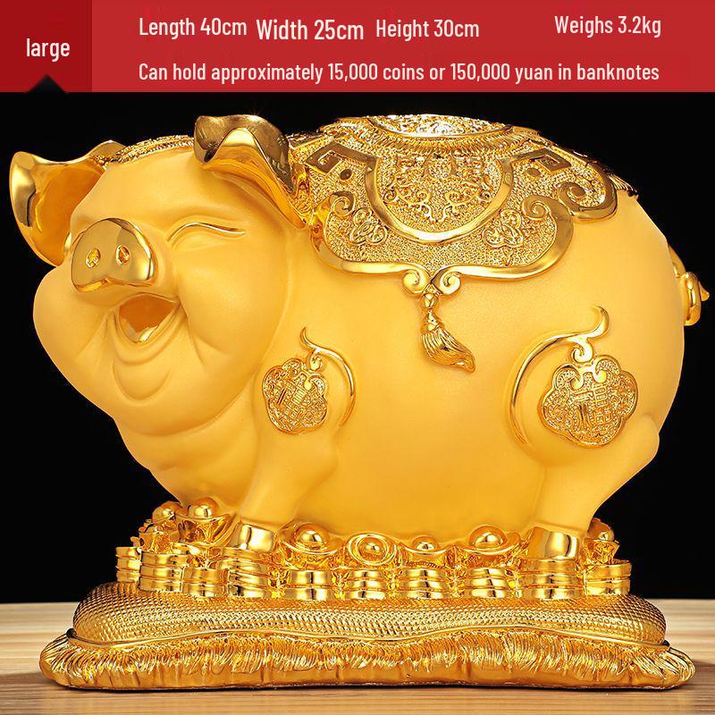 Gold Pig Coin Bank: Wealth-Attracting Figurine for All Ages - Perfect Year of the Pig or Birthday Gift