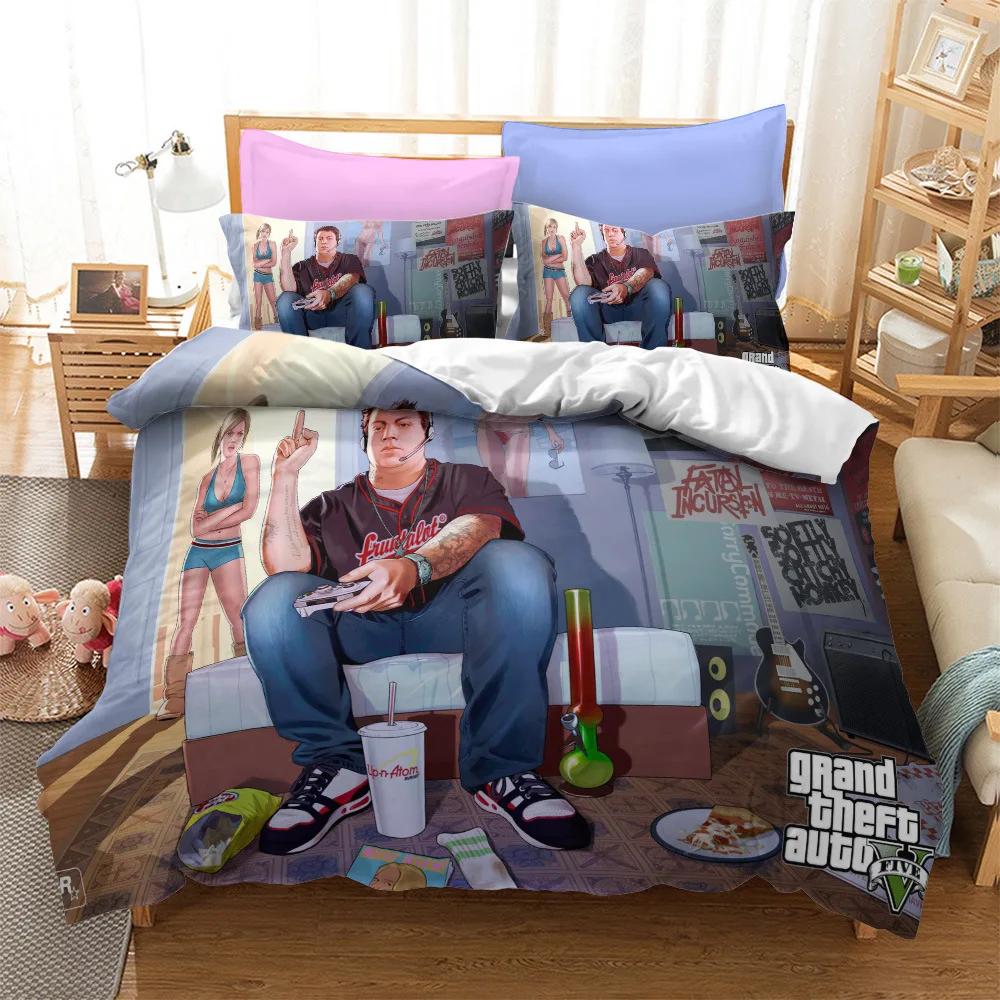 Comforter Game Grand Theft Auto V Bedding Set Boys Girls Twin Queen Size Bed Kids Adult Home Textileextile