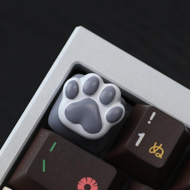 Cute Resin Kitten Claw Print Keycap For Mechanical Keyboards Vibranted Color Wear Resistant PBT Easy Installation