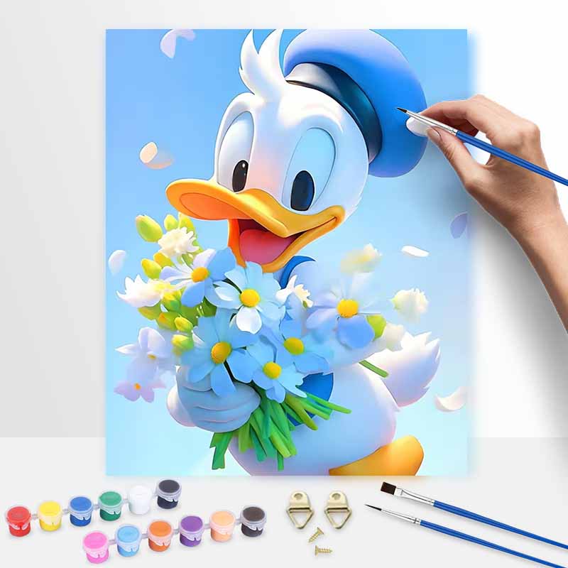 Disney Donald Duck Flowers Paint By Number Kit Drawing Canvas DIY Picture Home Decor Modern Wall Art Gift For Adult Room Decor Craft