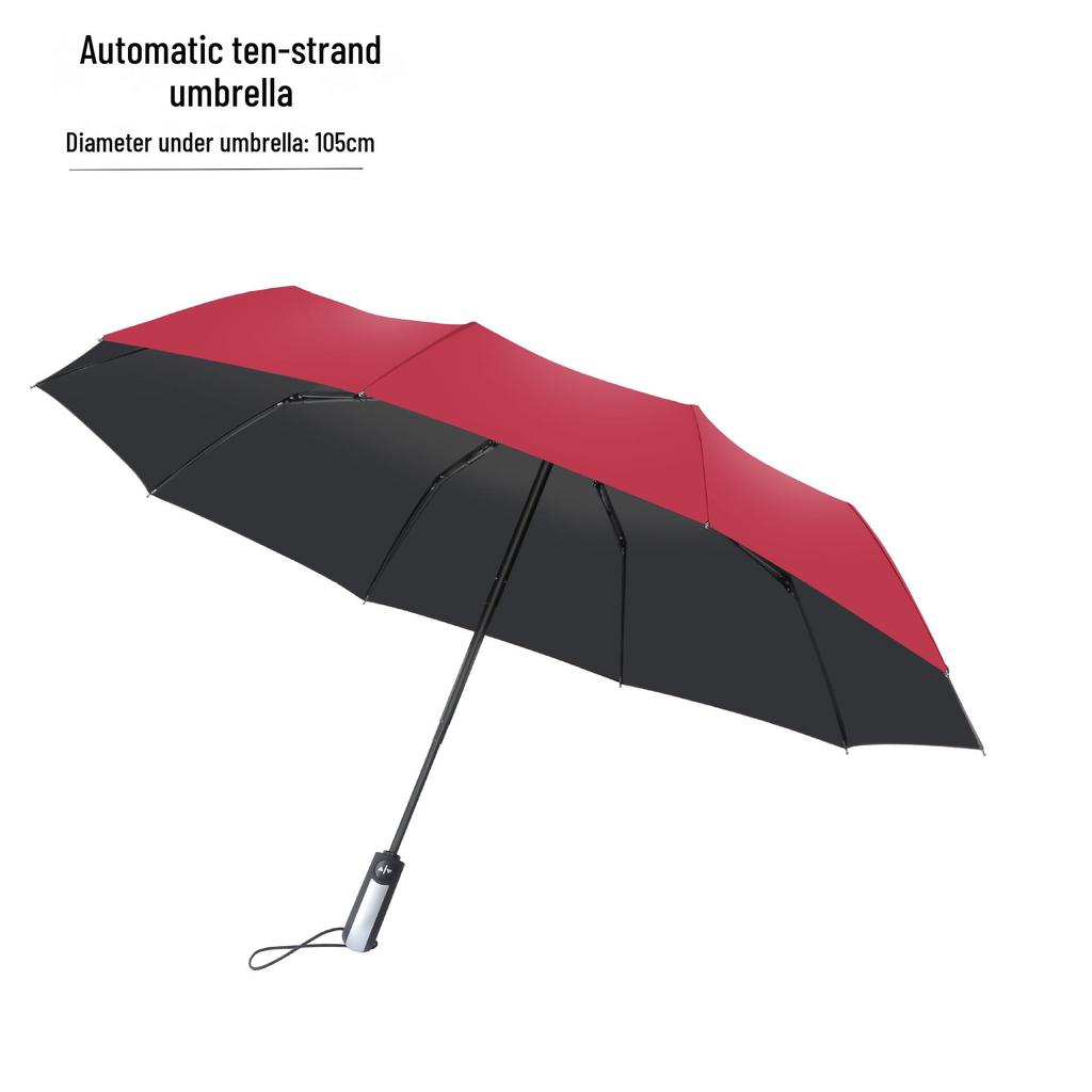 Umbrella Sunny And Rainy Automatic With Printed Logo Black Plastic Spf Sunscreen Threefolding Design