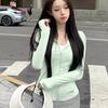 Roupas de Proteção Solar Slim de Seda de Gelo Verde Menta para Mulheres no Verão Novo Conjunto Pequeno Top Esportivo Roupas de Proteção Solar