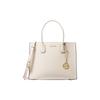 MK Mercer Logo Alça de Ombro Ajustável Destacável Couro Granulado Bolsa Sanfonada Bolsas de Ombro Femininas Creme 35T2GM9S3L-LTCREAM
