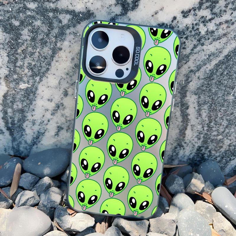 Funny Cartoon Alien Laser Phone Case for iPhone 14 11 Pro Max 16 15 Pro Max 13 12 Mini Pro Max 15 14 Plus Shockproof Cover Funda