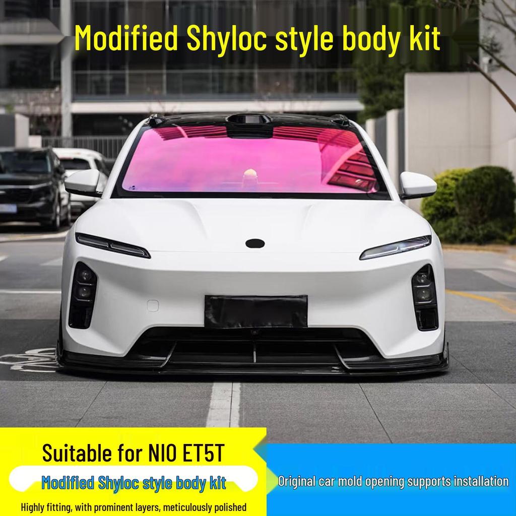 Upgrade Compatible Carbon Fiber Aero Kit: Shirok Front Lip, Rear Diffuser, Tail Wing & Side Badges for NIO ET5T.