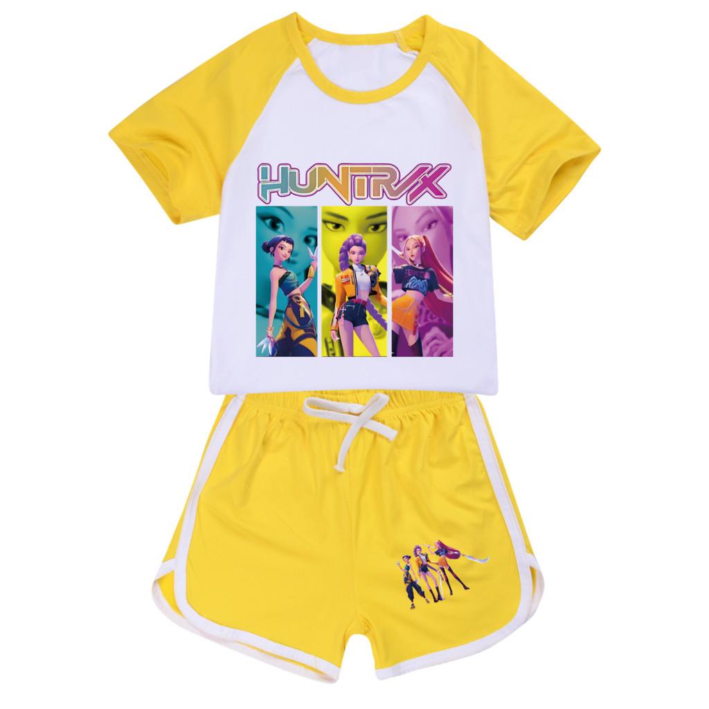 4979 Kids Girls POP Rumi Zoey Mira Print T-shirt Shorts Sport Tracksuit Clothes Set