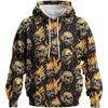 Autumn Winter Creative Skull 3D Digital Printed Men's Loose Fitting Pullover Hoodies Fashionable Long Sleeved Hoodies