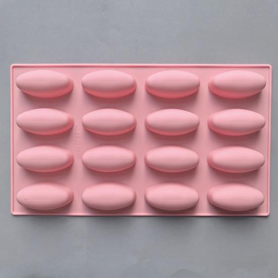 Silicone Baking Mold 16 Cavity Oval Chocolate Mold Non-Stick Freezer Oven Safe Dessert Mold Baking Supplies for Cake Jello Ice Cream