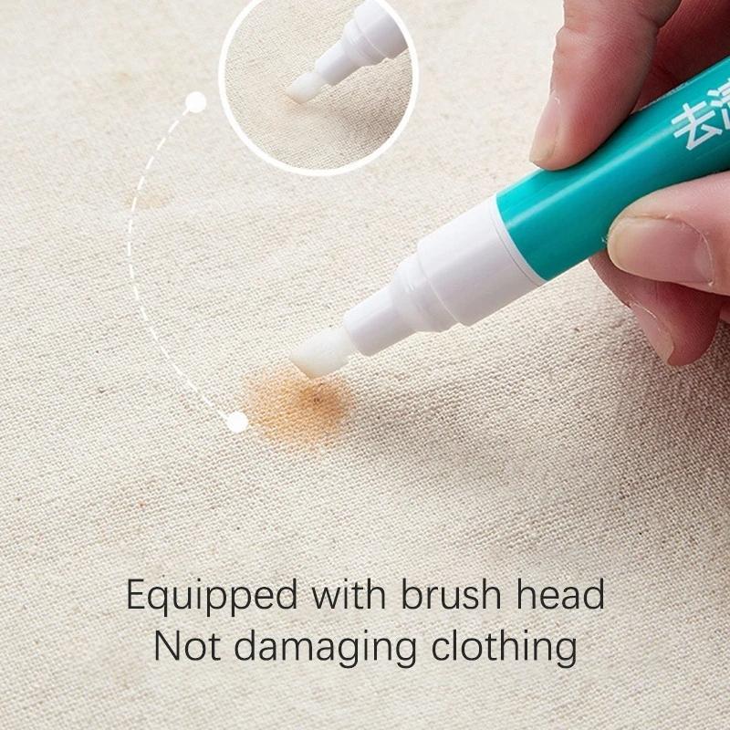 Brush Head Stain Remover Pen Portable No Washing Needed for Oil Red Wine Grease on T-Shirt Clothes Protects Fabric Fabric Cleane