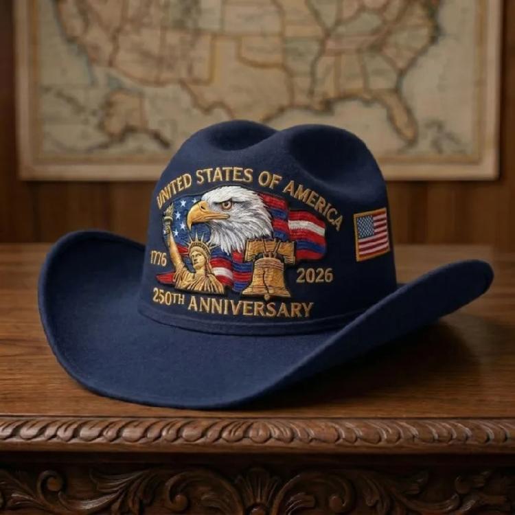 Fashionable Patriotic Embroidered Cowboy Hat Headwear Accessories For Holiday Gatherings And Outdoors adventure