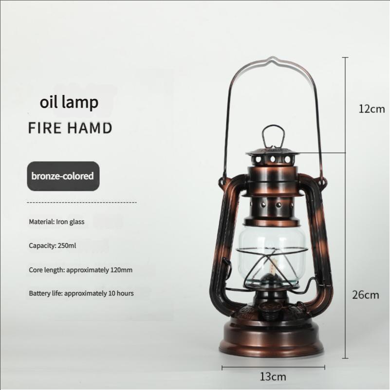 

Винтажная железная и стеклянная масляная лампа (250мл) – Бездымное горение 10 часов, Антикварный домашний декор для помещений/улицы коричневый