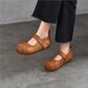 Johnature Echt Leer Zachte Zool Lage Uitsparing Platte Schoenen Comfortabele Ronde Neus Damesschoenen