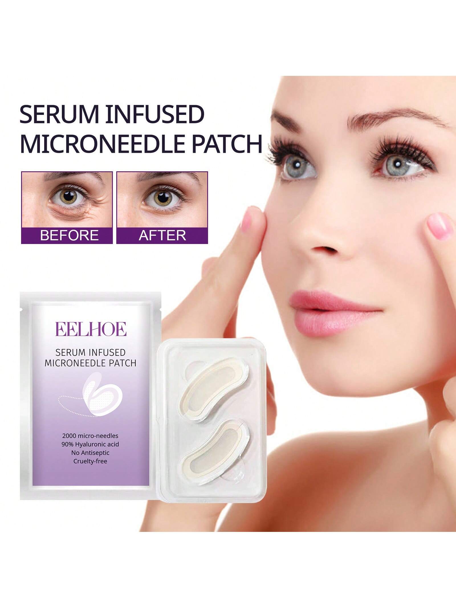 

Коллагеновая увлажняющая маска для глаз, против морщин, укрепляющая и осветляющая тонкие линии, темные круги и мешки под глазами белый