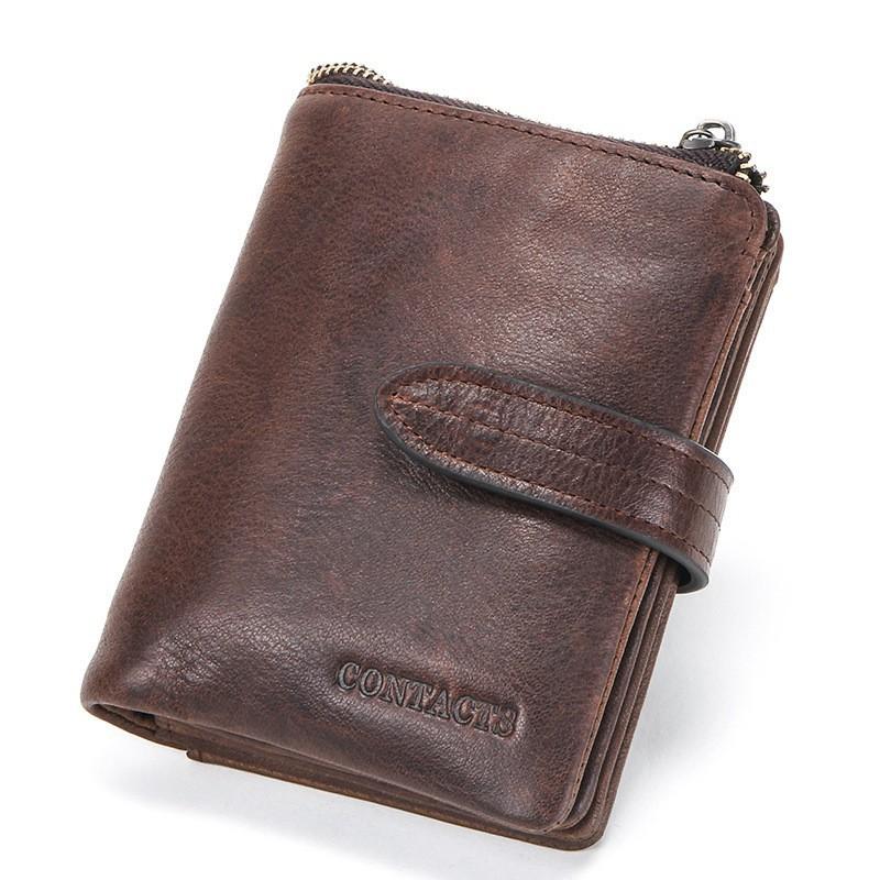 Anti-theft Crazy Horse Leather Men s Wallet Multi-functional Genuine Clutch With Buckle 10x3x12