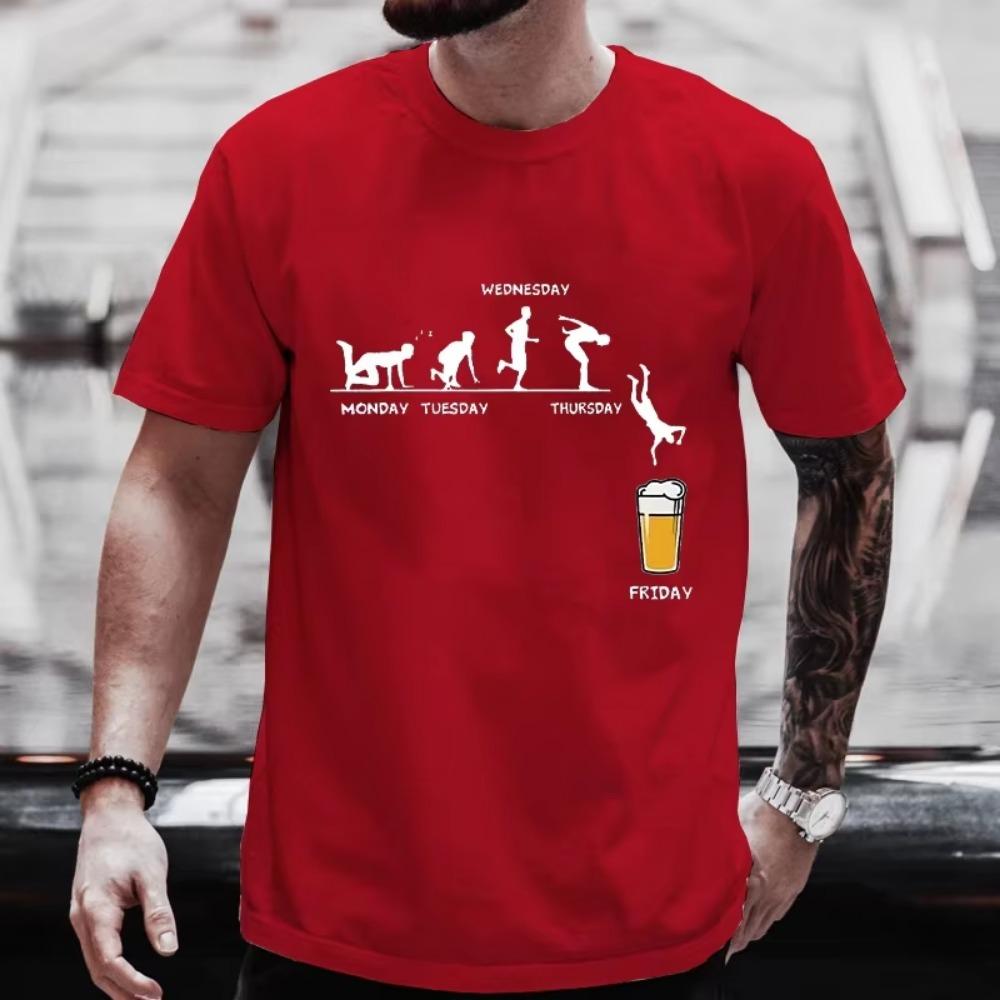 Happy Friday Beer DAY T Shirts for Men Funny Graphic Y2k Tops Male Friends Weekend Single Farewell Party Drinking Team Tees