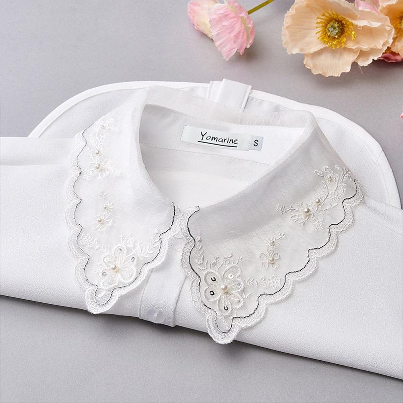 Elegant Big Lapel Fake Collar Shirt White Lace False Collar Woman Chiffon Detachable Doll Collar Women Half Shirt Faux Col