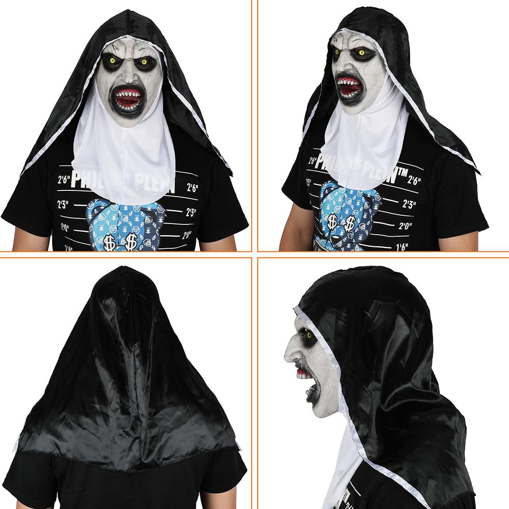 Damer Latexmasker Nonnmask Halloween Maskerad Kostymrekvisita Cosplay Skräck Med Turban Valak Hjälm Fest Kvinnlig Utklädningsrekvisita