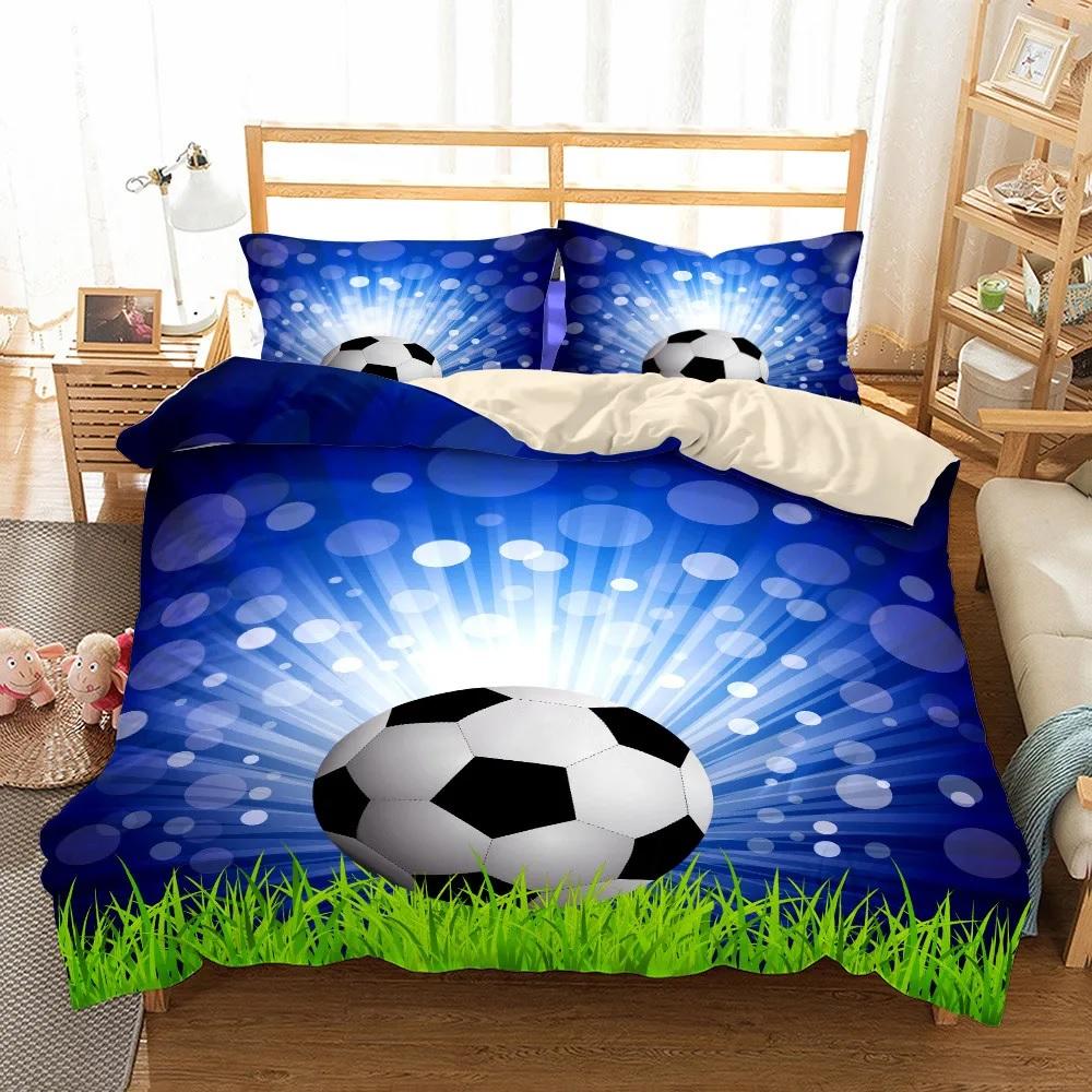 Watercolor Soccer Children Duvet Cover Set King Queen Double Full Twin Single Size Bed Linen Set