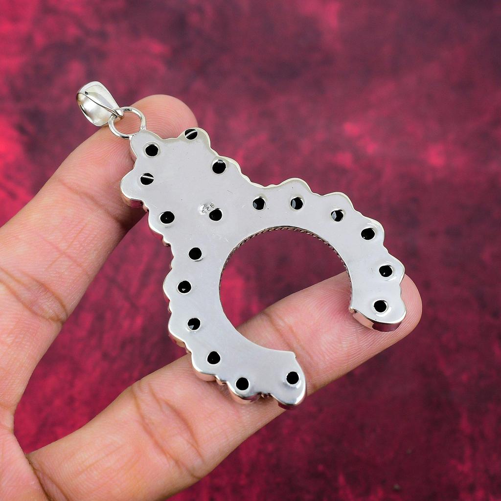 Black Spinel Pendant, 925 Solid Sterling Silver Gemstone Jewelry, Handmade Pendant, For Thanksgiving