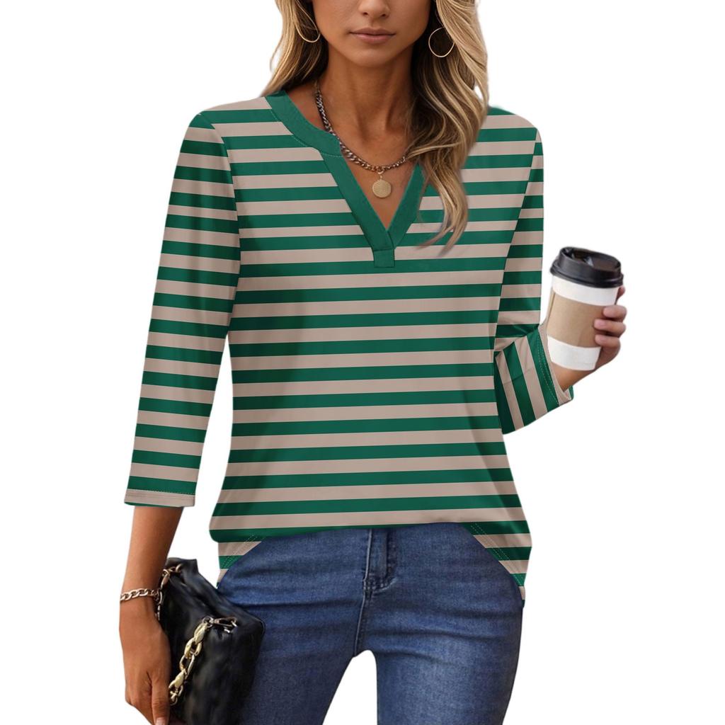 3/4 Sleeve Shirts For Women Tees Blouses Casual Plus Size Basic Tops Pullover Ladies Tunic Blouses