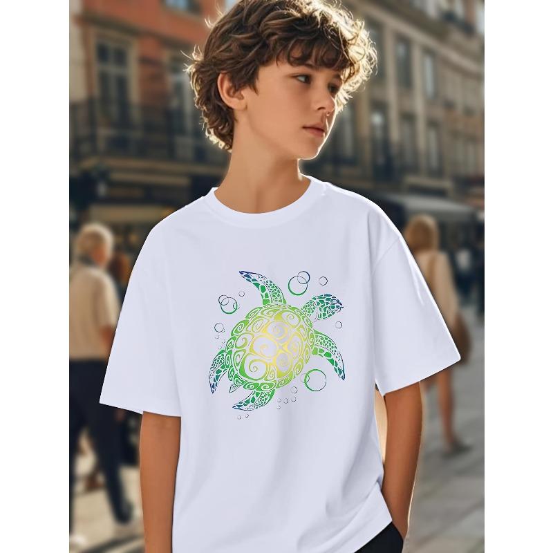 Boys Printed Crewneck Short Sleeve Tee, Comfort Casual Summer Top 110 белый