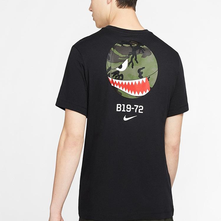 Nike Shark Tooth Pattern Sports Casual Pocket Short Sleeve T-Shirt Men Tops Black CJ6197-010