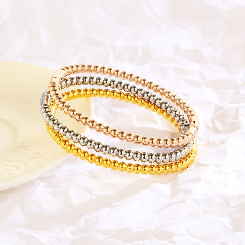 2023 Trendy Titanium Steel Round Bead Bracelet - Non-Fading, Fashionable & Simple Design