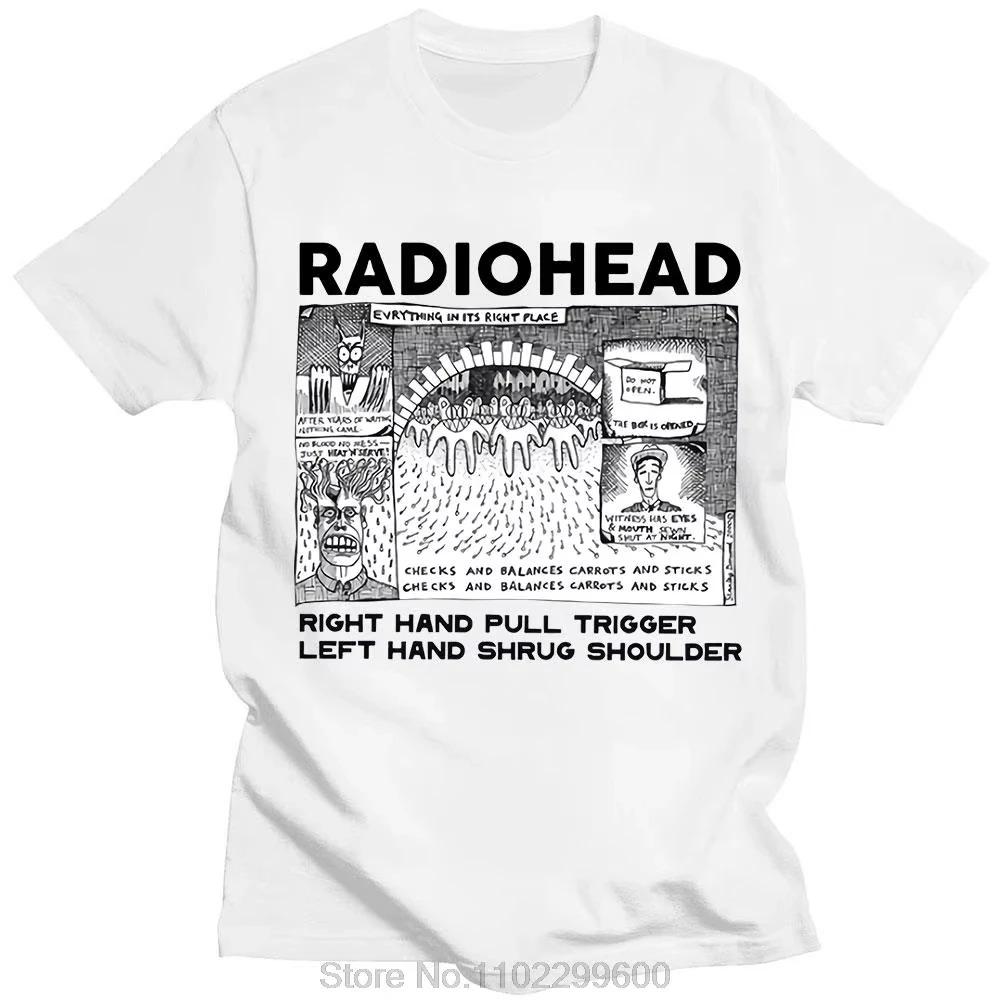 Radiohead Everything In Its Right Place Vintage Art Koszulka Zespół Rocka Alternatywnego Czarna Unisex Oversize Casualowa Koszulka