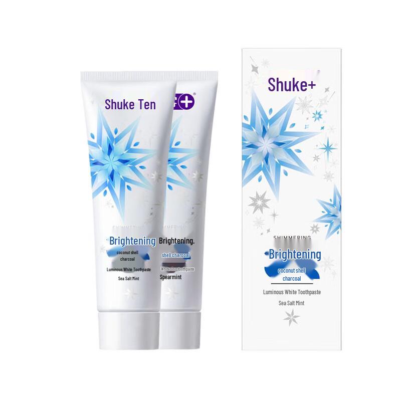 

Shuke Glowing White Coconut Charcoal Toothpaste, Sea Salt Mint, 2 x 120g Pack