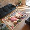 Teddy Bear Theme Crystal Velvet Rug Personalized Custom Name Text Soft Floor Mat Home Decor