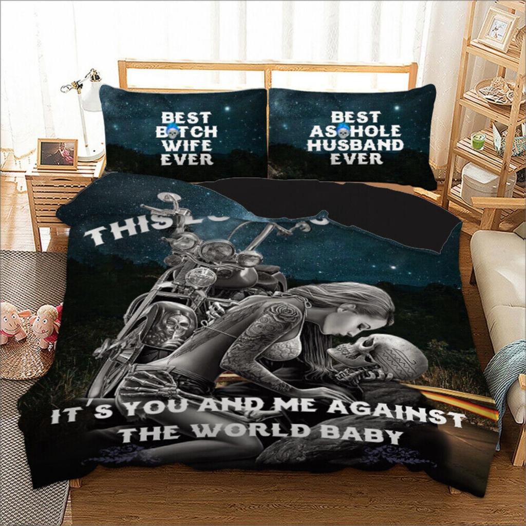 3D Skull Duvet Quilt Cover Gothic Bedding Set with Pillowcase Single Double King