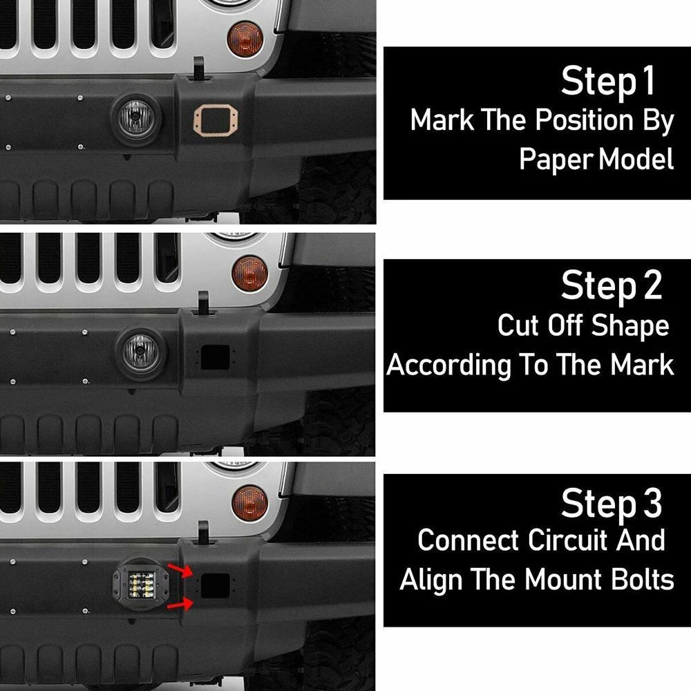 1x 5'' Flush Mount LED Work Light Bar Off Road 12V 24V 40W Spot Beam LED Pods Light Bar for Car Truck Atv Jeep Headlight