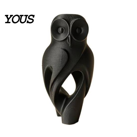 Fade-resistant Owl Figurine 3D Printed Figurine, Hollow Modern Art Sculpture with Matte Black Finish, Office Home Decor Minimalist Desk for Bookshelf,