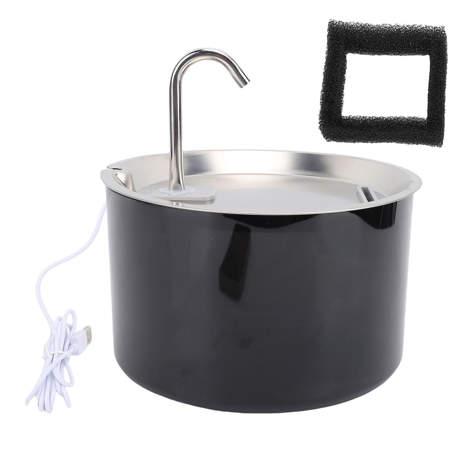 

Кошачий фонтан для воды Пластиковая миска из нержавеющей стали Емкость 3 л Автоматическая поилка для домашних животных Собака чёрный