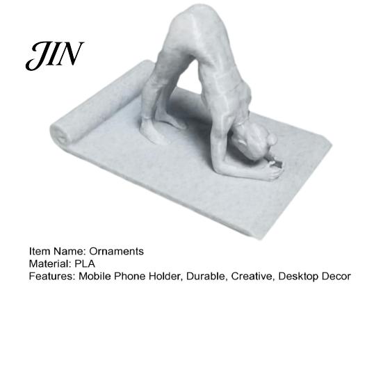 Compact Office Desk Accessory Yoga Shape Phone Stand, Creative Desktop Sculpture, Imitation Stone Decorative Effect Figure Texture Ornament,