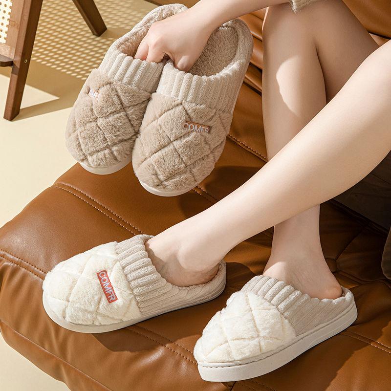 Cotton slippers women's home indoor home thick bottom plush warm couple cotton slippers men's