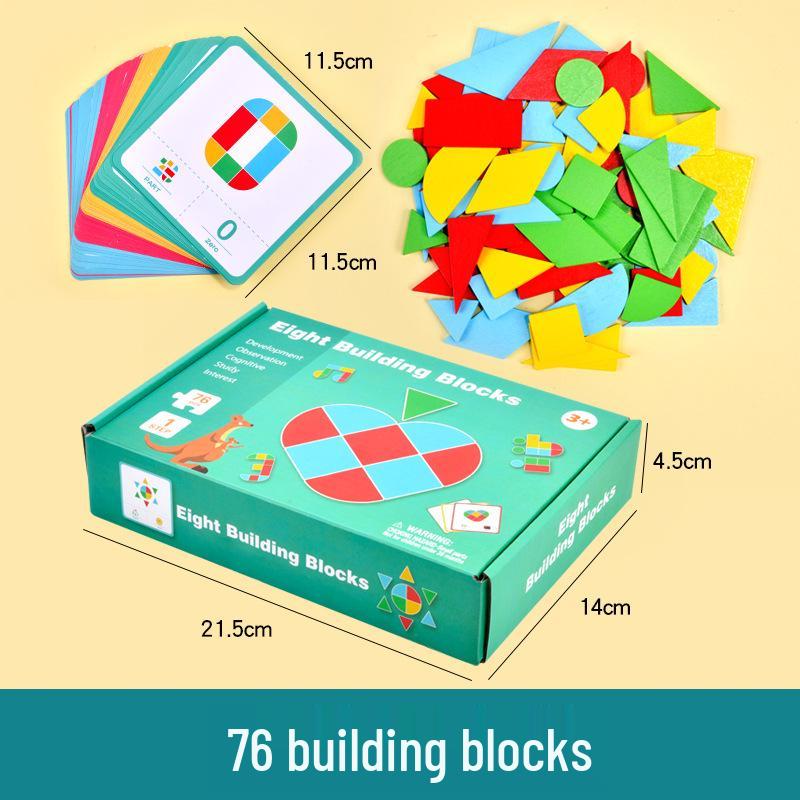 180-Piece Geometric Jigsaw Puzzle for Children's Early Education - Creative Tangram Wooden Toy Set