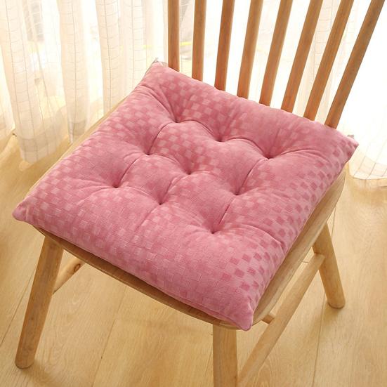 Seat Pad Anti-Slip Strap Design Soft Texture Plush High Elasticity Protective Washable Thickened Student Square Chair Cushion for Home