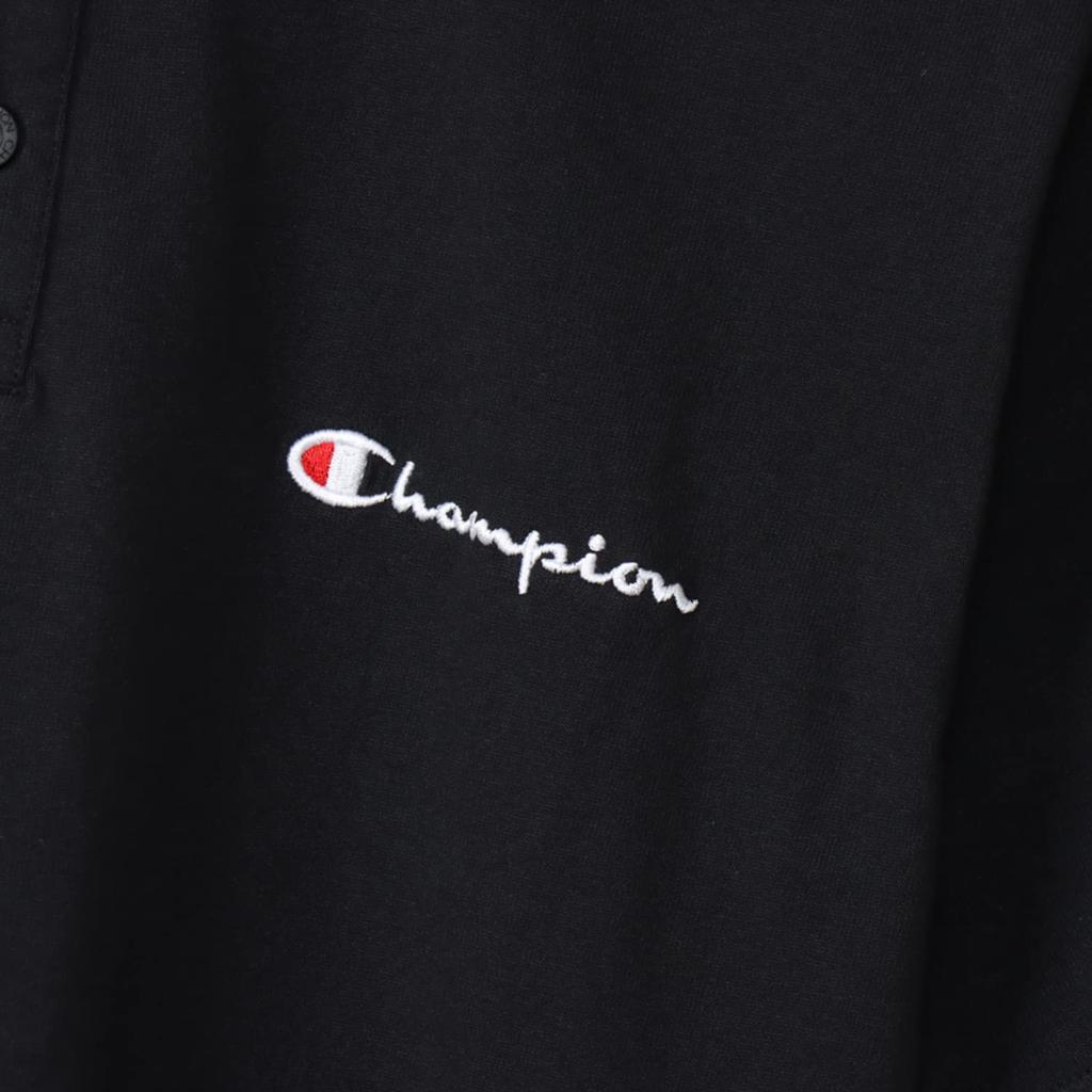 Champion Script Logo Embroidered Basic Polo Short Script Logo Embroidered Polo Shirt L Shirt, Sleeve, 100% Cotton, C3-X361Z, Men's, Black,