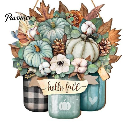 Feiertags-Hänge-Türschild Herbsternte Holzaufhänger, Kürbis Sonnenblume Holz Willkommensschild, Saisonales Verandadekoschild Vorderwanddekoration für Thanksgiving