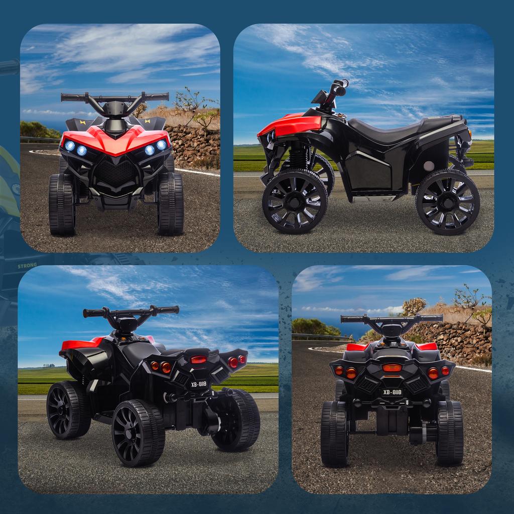 Kids Electric Quad 6V Kids Quad with Forward, Reverse Function, Music, LED Headlights Red